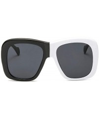 Oversized Oversize Square Colorful Transparent Brand Designer Women Two-color Frame Sun Glasses - Black&white - CI18N9QW9MU $...