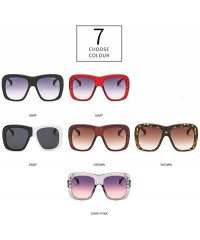 Oversized Oversize Square Colorful Transparent Brand Designer Women Two-color Frame Sun Glasses - Black&white - CI18N9QW9MU $...