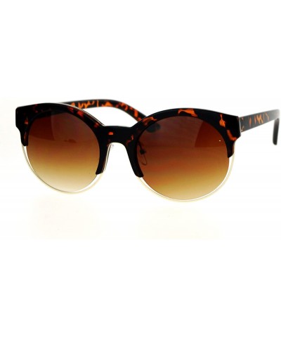 Wayfarer Womens Half Rim Retro Hipster Sunglasses - Tortoise - CY12LCJNA4L $27.18
