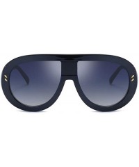 Rectangular Unisex Fashion Oversized Plastic Lenses Sunglasses UV400 - Black Gray - CV18N92NEGN $10.21