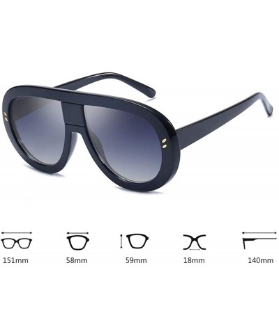 Rectangular Unisex Fashion Oversized Plastic Lenses Sunglasses UV400 - Black Gray - CV18N92NEGN $10.21