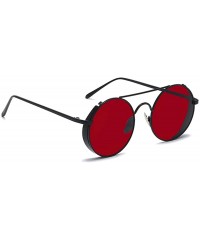 Oversized Fashion Glasses - Round Retro Eyewear UV400 Protection Steampunk Sunglasses - Gold Frame Grey Lens - CA190EZACK4 $9.24