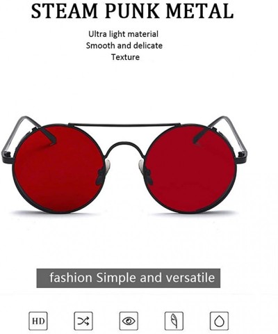 Oversized Fashion Glasses - Round Retro Eyewear UV400 Protection Steampunk Sunglasses - Gold Frame Grey Lens - CA190EZACK4 $9.24
