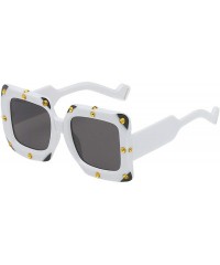 Square Rhinestone Shades for Women Oversized Sunglasses Round Frame Retro Big Sunglasses - White - C618U42UY5D $9.86