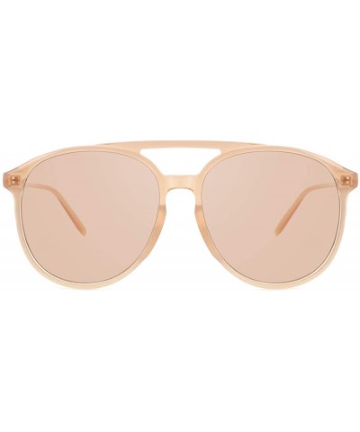 Oversized Retro Oversized Round Sunglasses for Woman Lightweight Vintage Double Bridge Frame - Sandybrown - CH193QAU97I $28.92