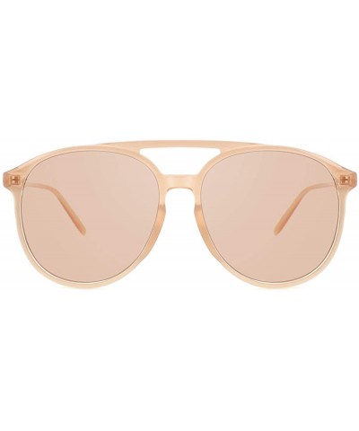 Oversized Retro Oversized Round Sunglasses for Woman Lightweight Vintage Double Bridge Frame - Sandybrown - CH193QAU97I $15.78