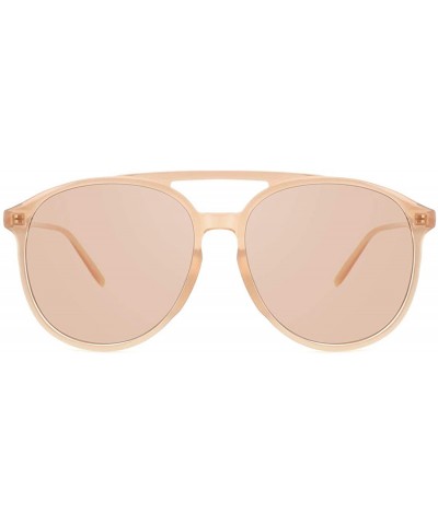 Oversized Retro Oversized Round Sunglasses for Woman Lightweight Vintage Double Bridge Frame - Sandybrown - CH193QAU97I $15.78