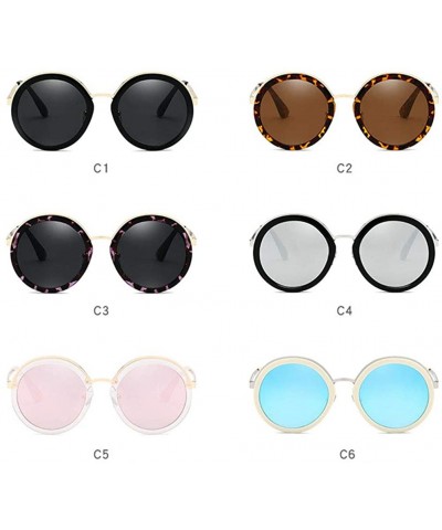 Round Women Fashion Round PC Lens Anti-UV Retro Driving Glasses - Black Circle Black Gray Lens - CW18WQ3Z934 $11.47