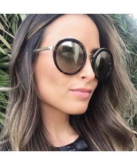 Round Women Fashion Round PC Lens Anti-UV Retro Driving Glasses - Black Circle Black Gray Lens - CW18WQ3Z934 $11.47