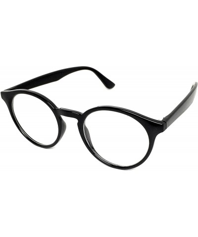 Round Round Horned Rimmed Retro Keyhole Sunglasses - Black- Clear - CJ185XQ7M06 $17.81