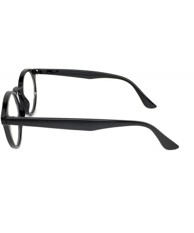 Round Round Horned Rimmed Retro Keyhole Sunglasses - Black- Clear - CJ185XQ7M06 $7.50
