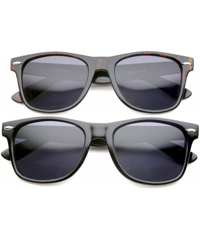 Oversized Retro 80's Classic Colored Mirror Lens Square Horn Rimmed Sunglasses for Men Women - C517YYWQWKI $30.64