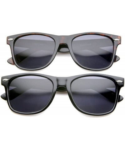 Oversized Retro 80's Classic Colored Mirror Lens Square Horn Rimmed Sunglasses for Men Women - C517YYWQWKI $15.95