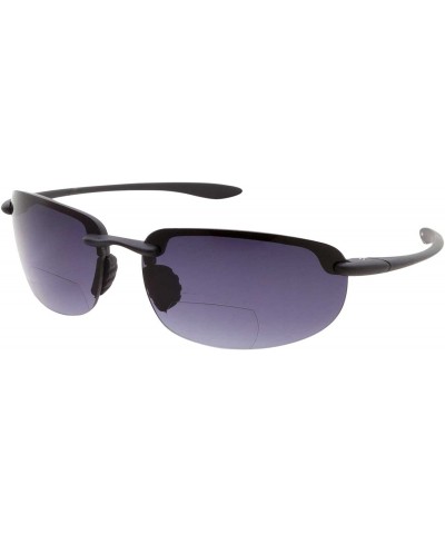 Wayfarer Mens Rimless Bifocal Reading Sunglasses Sports Wrap Reader Glasses - Black - CN183KIU466 $22.37