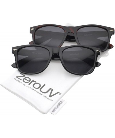 Oversized Retro 80's Classic Colored Mirror Lens Square Horn Rimmed Sunglasses for Men Women - C517YYWQWKI $30.64