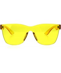 Rectangular Thick Solid Plastic Color Lens Horned Rim Panel Shield Sunglasses - Yellow - CJ185QEC620 $15.02