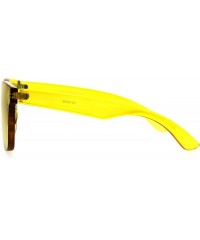 Rectangular Thick Solid Plastic Color Lens Horned Rim Panel Shield Sunglasses - Yellow - CJ185QEC620 $15.02