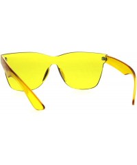 Rectangular Thick Solid Plastic Color Lens Horned Rim Panel Shield Sunglasses - Yellow - CJ185QEC620 $15.02