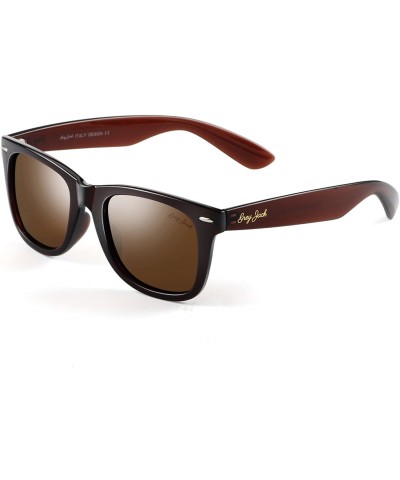 Oversized Classic Polarized Horn Rimmed Sunglasses for Men Women - Brown - C11898UWRIK $18.80