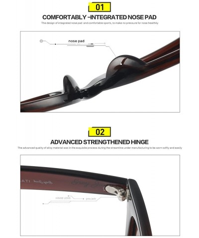 Oversized Classic Polarized Horn Rimmed Sunglasses for Men Women - Brown - C11898UWRIK $35.30