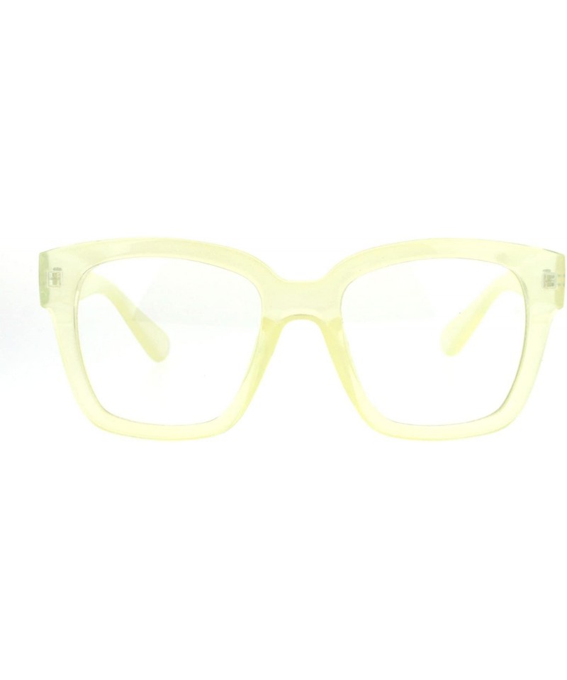 Rectangular Nerdy Oversize Thick Horn Rim Clear Lens Fashion Eye Glasses - Yellow - CV12NVHP25Y $8.48