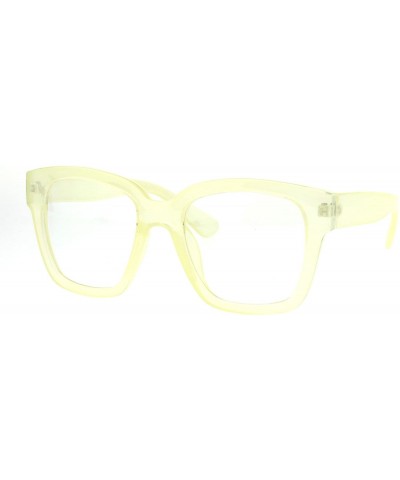 Rectangular Nerdy Oversize Thick Horn Rim Clear Lens Fashion Eye Glasses - Yellow - CV12NVHP25Y $8.48
