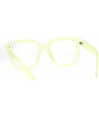 Rectangular Nerdy Oversize Thick Horn Rim Clear Lens Fashion Eye Glasses - Yellow - CV12NVHP25Y $8.48