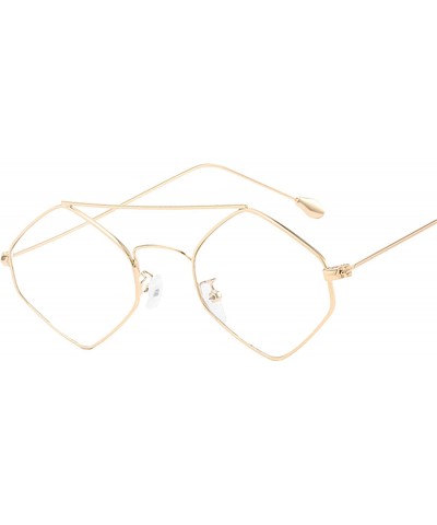 Rimless Summer Rimless Tinted Fashion Sunglasses Small Face Candy Color Glasses - Gold Frame+clear Lens - CP18Q7LS78Y $31.94