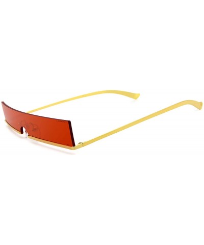 Rectangular Fashion Rectangular Sunglasses for Men and Women UV 400 Protection - Golden Frame Red Lens - CC18R5T9736 $10.26