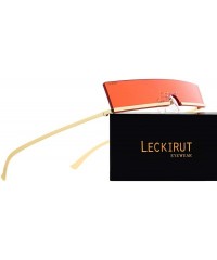 Rectangular Fashion Rectangular Sunglasses for Men and Women UV 400 Protection - Golden Frame Red Lens - CC18R5T9736 $19.74