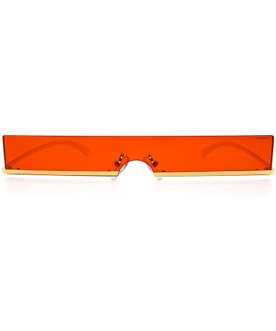 Rectangular Fashion Rectangular Sunglasses for Men and Women UV 400 Protection - Golden Frame Red Lens - CC18R5T9736 $19.74