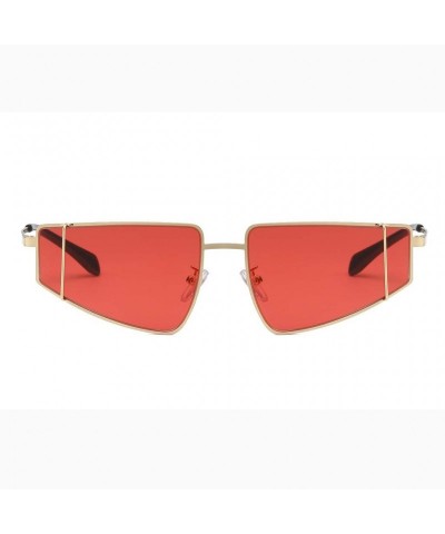 Rimless Irregular Shape Sunglasses for Women Man Metal Frame Fashion New Style Anti-Glare Sunglasses - Red - CH18SXCR93E $8.14