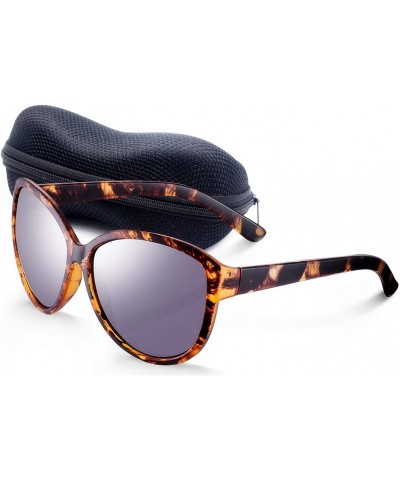 Oversized Oversized Classic Black Womens Sunglasses - UV400 Lens - with Zipper Case - Brown - CE18RRXCADI $11.88