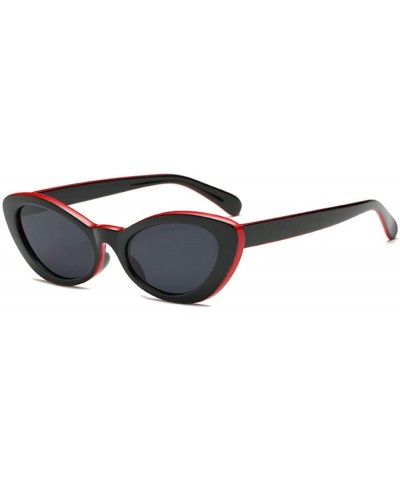 Oval Men and women Oval Sunglasses Fashion Simple Sunglasses Retro glasses - Red Black - C218LLEOTZN $17.63