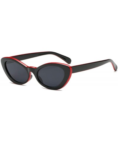 Oval Men and women Oval Sunglasses Fashion Simple Sunglasses Retro glasses - Red Black - C218LLEOTZN $11.68