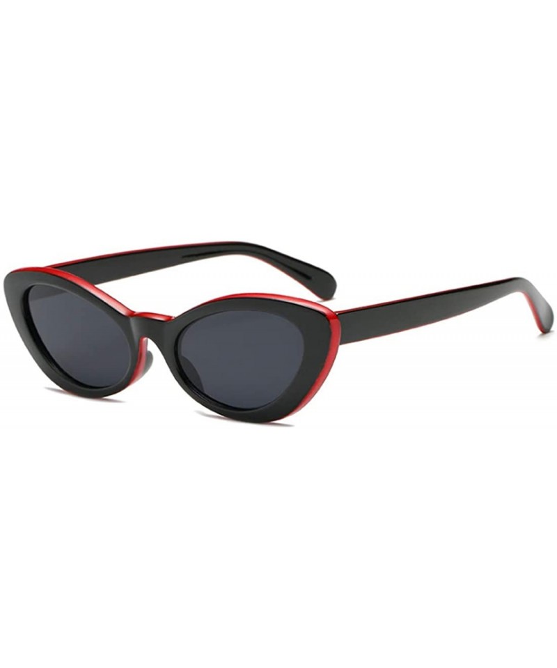 Oval Men and women Oval Sunglasses Fashion Simple Sunglasses Retro glasses - Red Black - C218LLEOTZN $11.68