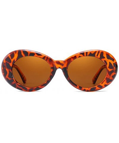 Oval Oval Sunglasses Mod Style Retro Thick Frame Fashion Eyewear - Tortoise/Brown - CW188QYH4DO $31.28