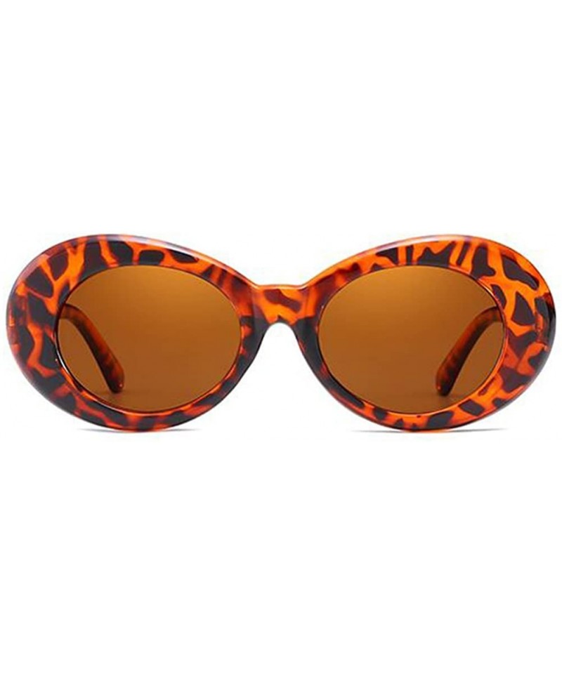 Oval Oval Sunglasses Mod Style Retro Thick Frame Fashion Eyewear - Tortoise/Brown - CW188QYH4DO $14.14
