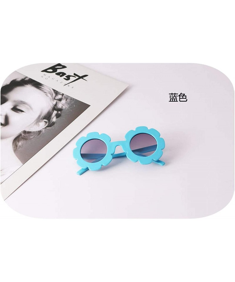 Oval Hot Sun Flower Round Cute Kids Sunglasses UV400 Boy Girl Lovely Baby Glasses Children Oculos De Sol N554 - Blue - C3197Y...