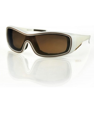 Rectangular Ava Convertible Rectangular Sunglasses-Black & White Frame/Smoked Anti Fog Lens-One Size - CS1196G275H $74.37