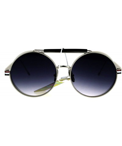 Round Vintage Retro Fashion Sunglasses Side Cover Round Circle Unisex Shades - Silver (Smoke) - C8186NUMUWS $25.67