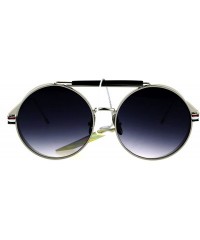 Round Vintage Retro Fashion Sunglasses Side Cover Round Circle Unisex Shades - Silver (Smoke) - C8186NUMUWS $11.13