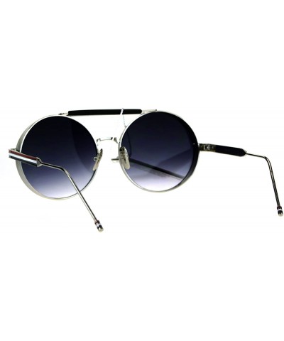 Round Vintage Retro Fashion Sunglasses Side Cover Round Circle Unisex Shades - Silver (Smoke) - C8186NUMUWS $11.13