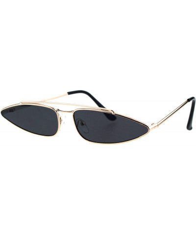 Oval Vintage Retro Skinny Sunglasses Womens Indie Fashion Shades UV 400 - Gold - CO18GZSOW5K $11.11