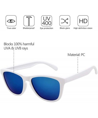 Round Mens Womens Retro PolarizedSunglasses Classic Sports Sunglasses UV400 - White-blue - C218RQT2EWR $9.26