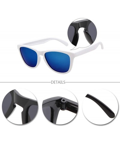 Round Mens Womens Retro PolarizedSunglasses Classic Sports Sunglasses UV400 - White-blue - C218RQT2EWR $9.26