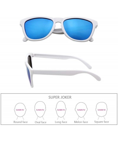 Round Mens Womens Retro PolarizedSunglasses Classic Sports Sunglasses UV400 - White-blue - C218RQT2EWR $9.26