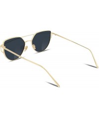 Oversized Cat Eye Fashion Metal Frame Mirrored Flat Lenses Women Sunglasses B2206 - 05 Gold Frame Grey Lens - C712JII78PB $9.08