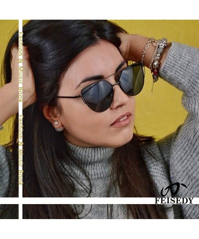 Oversized Cat Eye Fashion Metal Frame Mirrored Flat Lenses Women Sunglasses B2206 - 05 Gold Frame Grey Lens - C712JII78PB $9.08