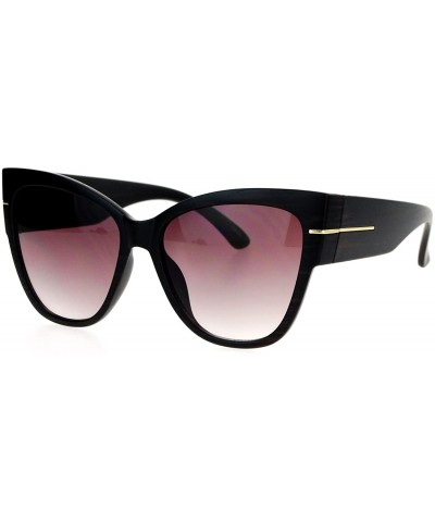 Cat Eye Womens Thick Plastic Arm Horn Rim Cat Eye Sunglasses - Dark Wood - CQ12DUJWHKZ $19.30